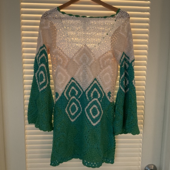 Chasing Unicorns California Crochet Mini Dress M Green NWT - Picture 6 of 10
